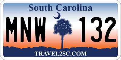 SC license plate MNW132