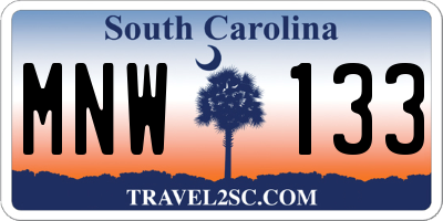 SC license plate MNW133