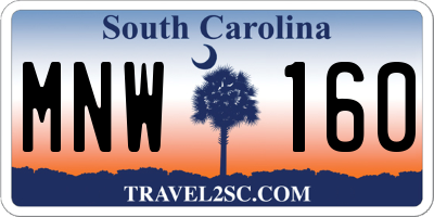 SC license plate MNW160