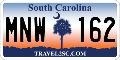 SC license plate MNW162