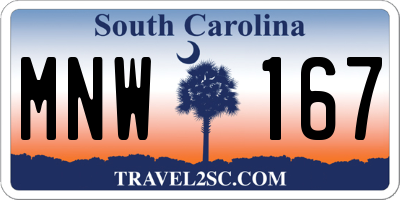 SC license plate MNW167