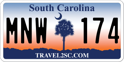 SC license plate MNW174
