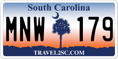 SC license plate MNW179