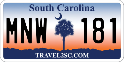 SC license plate MNW181