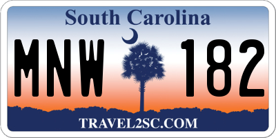 SC license plate MNW182