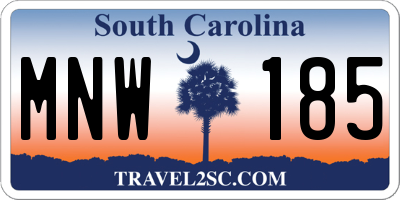 SC license plate MNW185