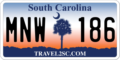 SC license plate MNW186