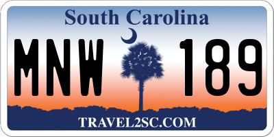 SC license plate MNW189