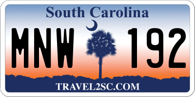 SC license plate MNW192