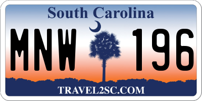 SC license plate MNW196