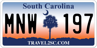 SC license plate MNW197
