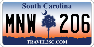 SC license plate MNW206