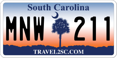 SC license plate MNW211