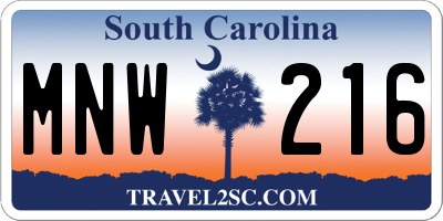 SC license plate MNW216