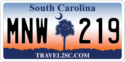 SC license plate MNW219