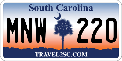 SC license plate MNW220