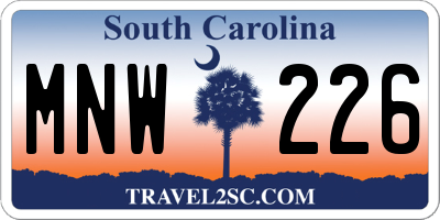 SC license plate MNW226