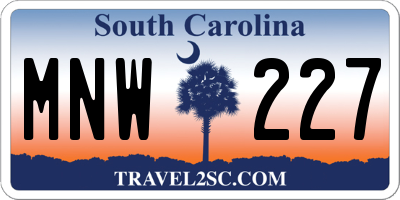 SC license plate MNW227