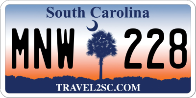 SC license plate MNW228