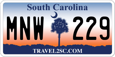 SC license plate MNW229