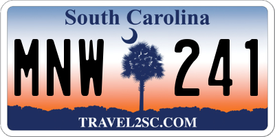 SC license plate MNW241