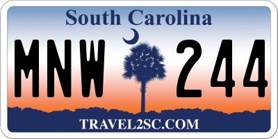 SC license plate MNW244