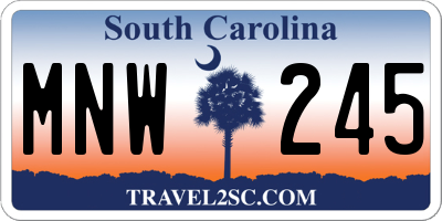 SC license plate MNW245