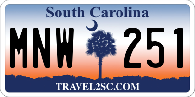 SC license plate MNW251
