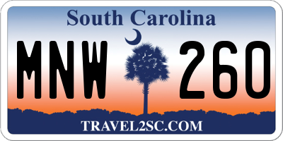 SC license plate MNW260