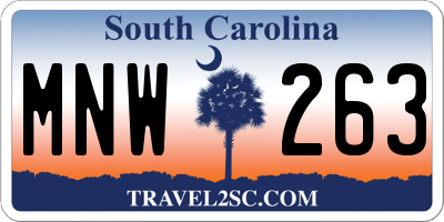 SC license plate MNW263