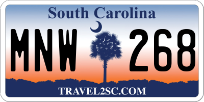 SC license plate MNW268