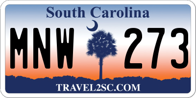 SC license plate MNW273