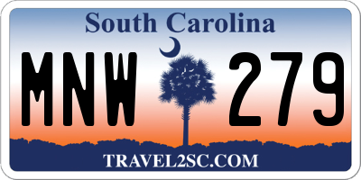 SC license plate MNW279