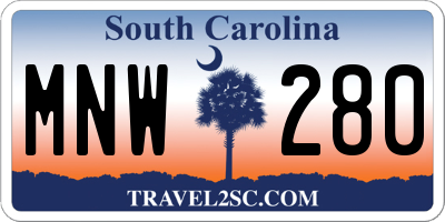 SC license plate MNW280