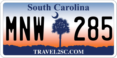 SC license plate MNW285