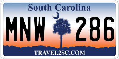 SC license plate MNW286