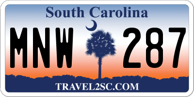 SC license plate MNW287