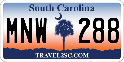 SC license plate MNW288