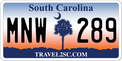 SC license plate MNW289