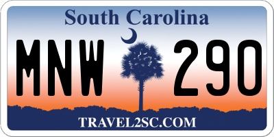 SC license plate MNW290