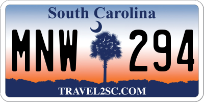 SC license plate MNW294