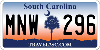 SC license plate MNW296