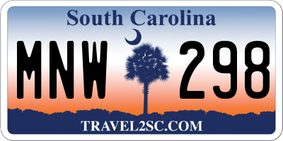 SC license plate MNW298