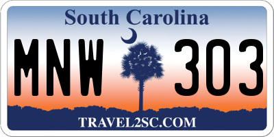 SC license plate MNW303