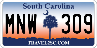 SC license plate MNW309