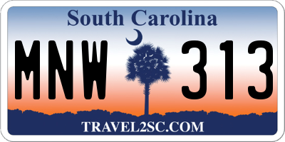 SC license plate MNW313