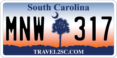 SC license plate MNW317
