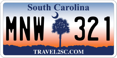 SC license plate MNW321