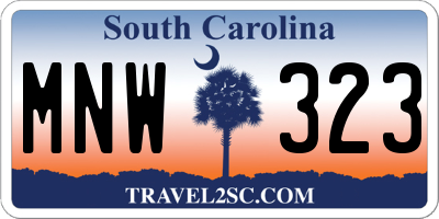 SC license plate MNW323