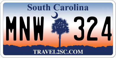 SC license plate MNW324